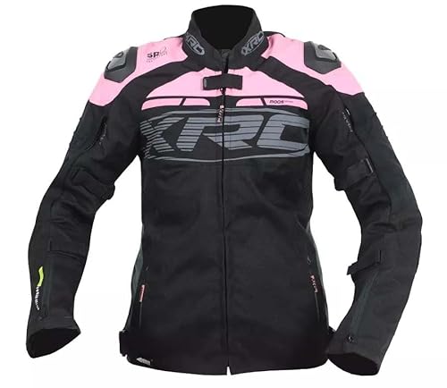 XRC Moos WTP Motorradjacke für Damen, Wasserdicht, Atmungsaktiv, mit Protektoren, Schwarz/Rose, XS von XRC