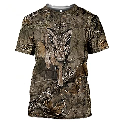 XRHYJK Herren 3D Druck T-Shirt Camo Jagd Tiere Fox 3D T-Shirt Sommer Lässige Herren T-Shirts Mode Streetwear Damen Pullover Kurzarm T-Shirt Tops von XRHYJK