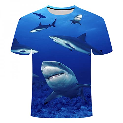 XRHYJK Herren 3D Druck T-Shirt Fashion Shark 3D Gedrucktes T-Shirt Männer Frauen Gehen In Den Urlaub Angeln T-Shirts Sommer Casual Streetwear Übergroßes T-Shirt von XRHYJK