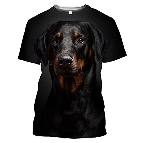 XRHYJK Herren 3D Druck T-Shirt Männliches Und Weibliches Tier Dobermann 3D-Gedrucktes T-Shirt Lässige Mode Street Cooles Kurzarm-Sportlicht Atmungsaktiv von XRHYJK