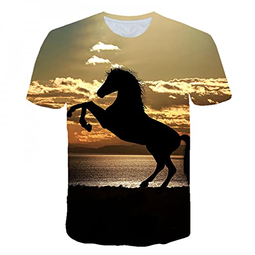 XRHYJK Herren 3D Druck T-Shirt Tier Pferd Gedruckt 3D T-Shirt Damen Herren Mode Lässig 3D Pferd T-Shirt Unisex Trendy Kurzarm Shirts T-Shirts Tops von XRHYJK