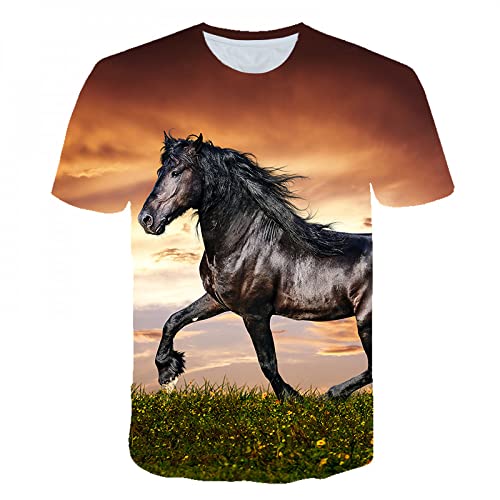 XRHYJK Herren 3D Druck T-Shirt Tier Pferd Gedruckt 3D T-Shirt Damen Herren Mode Lässig 3D Pferd T-Shirt Unisex Trendy Kurzarm Shirts T-Shirts Tops von XRHYJK