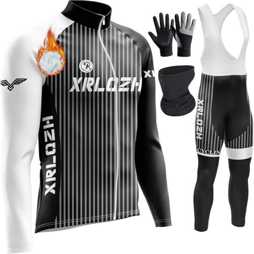 Herren Radsportanzüge Mit Thermofleecefutter Herbst/Winter Langarmtrikot Winter Radtrikot Set，Radfahren Kleidung Langärmeliges Fahrradtrikot (TYP-1,M) von XRLQZH