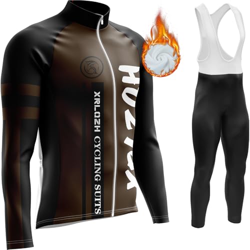 Men's Cycling Suit,Cycle Clothing Set, Long Sleeve Jersey, Thermofleecefutter Radhose Mit Sitzpolster Für Herbst/Winter 9D Padded Bib Tight Quick-Dry (TYP-4,XS) von XRLQZH