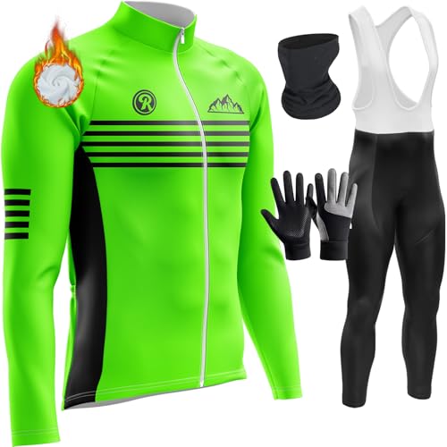 Radtrikot Winter Set Herren Radsportanzüge Fahrradtrikot Mit Thermofleecefutter Fahrradhose Mit Sitzpolster & Schnell Trocknend,Winddicht，mit Taschen (TYP-3,6XL) von XRLQZH