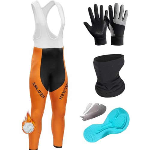 Thermische Fleece Radhosen, Bibs Hosen, Fahrrad-Bibs-Hosen Für Herbst Und Kalten Winter，Fahrradhose Herren Lang, Atmungsaktiv Hochelastisch (XS,TYP-9) von XRLQZH