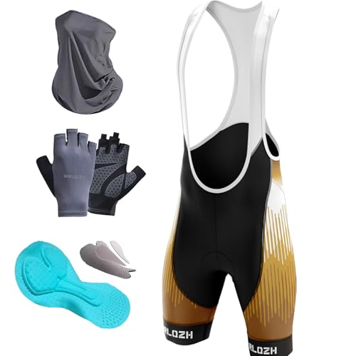 XRLQZH Fahrrad TräGerhose Bib Shorts Herren,Radhose Für Gel Gepolstert Road Shorts Atmungsaktiv Quick-Dry(Fahrradhandschuhe, Masken) (TYP-10,4XL) von XRLQZH