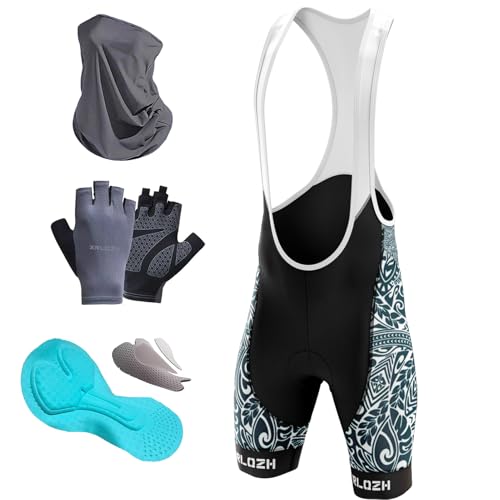 XRLQZH Herren Radfahren Bib Shorts-Fahrradhose Mit Sitzpolster-Road Shorts Atmungsaktiv Quick-Dry- Long Riding Pad Bicycle Biking Bib Shorts (L,TYP-10) von XRLQZH