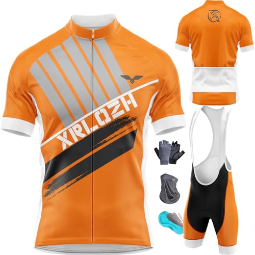 XRLQZH Herren Radtrikot Set Fahrrad Kurzarm Set Mit 9D Gepolsterten Trägerhosen MTB Herren Kurzarm Fahrrad Trikot Set,Cycling Jersey Radtrikot (TYP-10,6XL) von XRLQZH