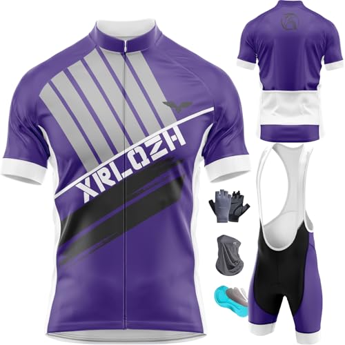 XRLQZH Herren Radtrikot Set Fahrrad Kurzarm Set Mit 9D Gepolsterten Trägerhosen MTB Herren Kurzarm Fahrrad Trikot Set,Cycling Jersey Radtrikot (TYP-11,M) von XRLQZH