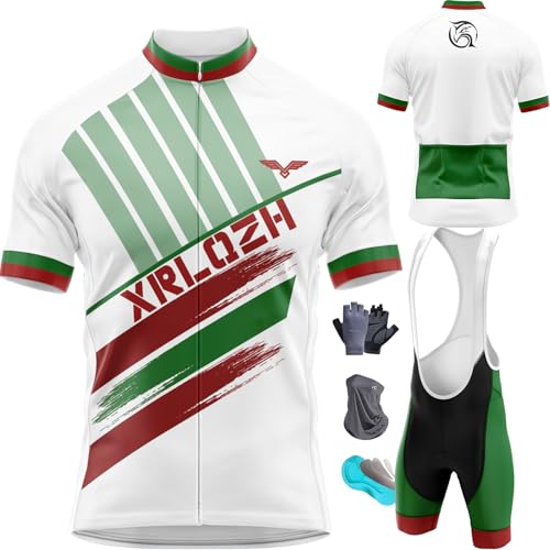 XRLQZH Herren Radtrikot Set Fahrrad Kurzarm Set Mit 9D Gepolsterten Trägerhosen MTB Herren Kurzarm Fahrrad Trikot Set,Cycling Jersey Radtrikot (TYP-3,S) von XRLQZH