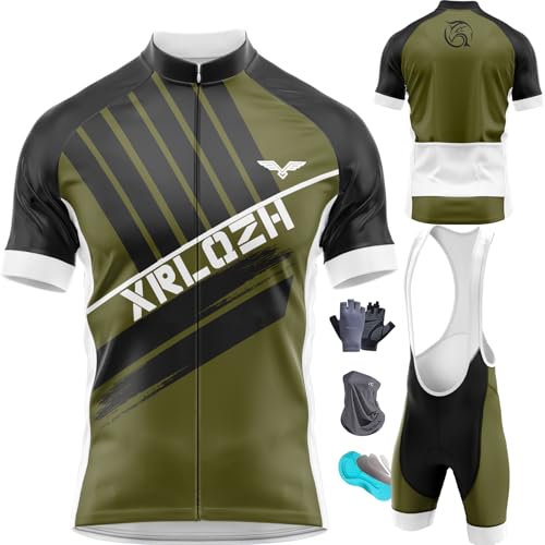 XRLQZH Herren Radtrikot Set Fahrrad Kurzarm Set Mit 9D Gepolsterten Trägerhosen MTB Herren Kurzarm Fahrrad Trikot Set,Cycling Jersey Radtrikot (TYP-6,S) von XRLQZH