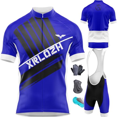 XRLQZH Herren Radtrikot Set Fahrrad Kurzarm Set Mit 9D Gepolsterten Trägerhosen MTB Herren Kurzarm Fahrrad Trikot Set,Cycling Jersey Radtrikot (TYP-8,L) von XRLQZH