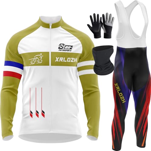 XRLQZH Herren Winter Fahrradtrikot Set,Herren Radsport Set, Herren Radsportanzüge Mit Thermofleecefutter Winter Radtrikot Set, + 9D Gel Für Radfahren MTB Outdoor (TYP-7,XL) von XRLQZH