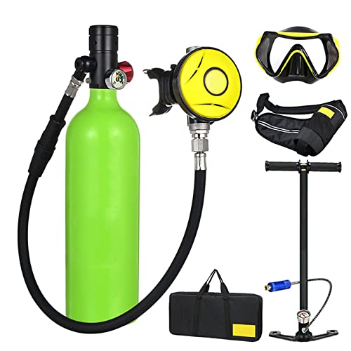 Diving Tank Ausrüstung Scuba Sauerstoffflasche Tauchen, 1L Mini Scuba Dive Cylinder Schnorchelausr Stung Sauerstofftauchg nge mit Einer Kapazit t von 15-20 Minuten das Tauchen unter Wasser,Grün von XSGDMN