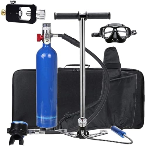 XSGDMN Tauchflaschen-Ausrüstung, 1l tragbare Mini-Tauchflasche, reicht für 15-20 Min., Flasche aus korrosionsbeständigem Material, mit konstantem Druckventil, wiederbefüllbare Ponyflasche,Blau XSGDMN Tauchflaschen-Ausrüstung, 1l tragbare Mini-Tauchflasche, reicht für 15-20 Min., Flasche aus korrosionsbeständigem Material, mit konstantem Druckventil, wiederbefüllbare Ponyflasche,Blau von XSGDMN