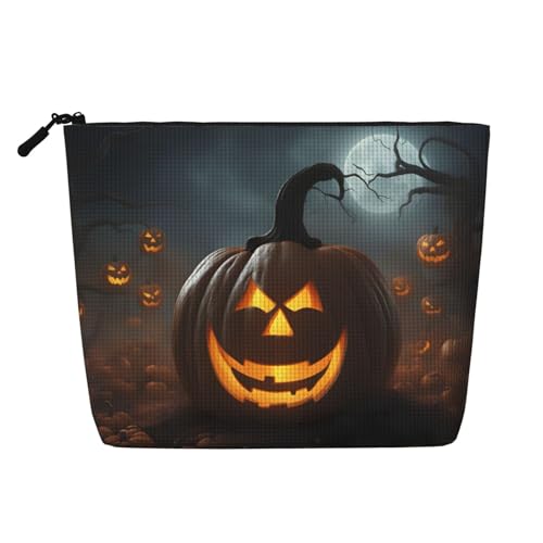 Kulturbeutel mit Halloween-Geister-Kürbis-Druck, Kosmetiktasche, große Kapazität, Reise-Make-up-Tasche für Damen, für den täglichen Gebrauch, Reisen, Schwarz , Einheitsgröße von XTYGETY