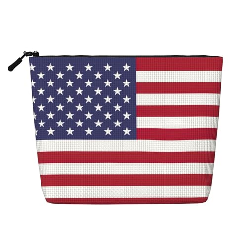 Kulturbeutel mit amerikanischer Flagge, Kosmetiktasche, großes Fassungsvermögen, Reise-Make-up-Tasche für Damen, für den täglichen Gebrauch, Reisen, Schwarz , Einheitsgröße von XTYGETY