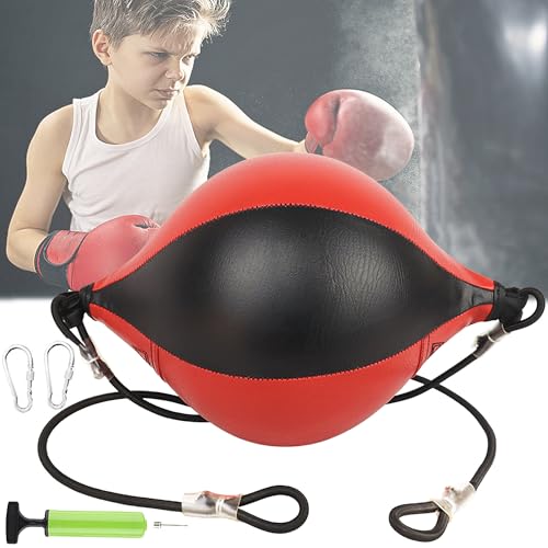 XUBX Double End Boxing Speed Ball, Suspended Punchingball, Leder Regen Punching Speedball Boxsack mit Boden bis Decke Seilen und Haken, Luftpumpe für Workout Übung Agility Training XUBX Double End Boxing Speed Ball, Suspended Punchingball, Leder Regen Punching Speedball Boxsack mit Boden bis Decke Seilen und Haken, Luftpumpe für Workout Übung Agility Training von XUBX