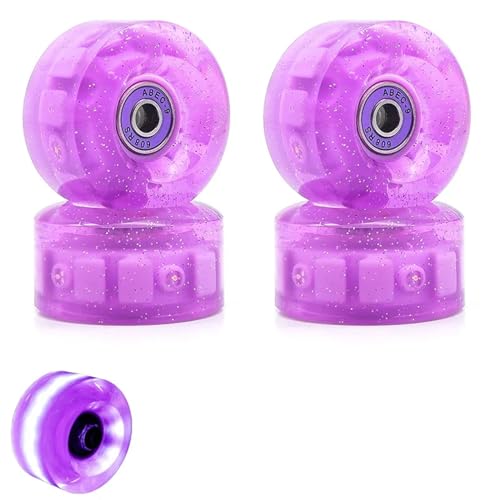 XUCZHAI 1/4/8 stücke 58mm x 32mm PU 82A Zweireihige Rollschuhe Räder Skateboard 4 Räder Skates Hohe Elastische Leucht Rad Outdoor Skating(Purple 4 pcs) von XUCZHAI