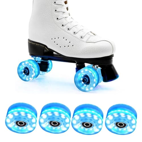 XUCZHAI 4 Rollschuh-Räder 58 mm x 32 mm, leuchtende Quad-Roller-Skateboard-Räder mit installierten Lagern(Blue) von XUCZHAI