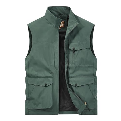 XUCZHAI Angelweste Große Größe männer Kleidung Angeln Westen Männlich Jagd Jacken Männer Kleidung Ärmellose Jacke Outdoor Multi Tasche Fotografie Weste Zum Angeln Wandern Camping Fotografie(Green,L) von XUCZHAI