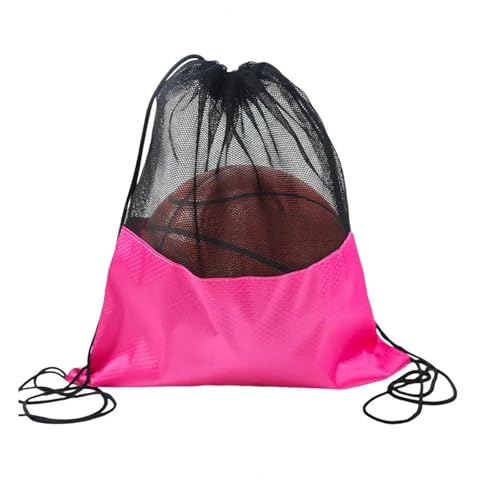 XUCZHAI Basketball-Tasche, wasserdichte Basketball-Aufbewahrungstasche mit Kordelzug-Design, ideal for Sport, Fitnessstudio, Fußball, Fußball, Wabenstoff(Rose Red) von XUCZHAI