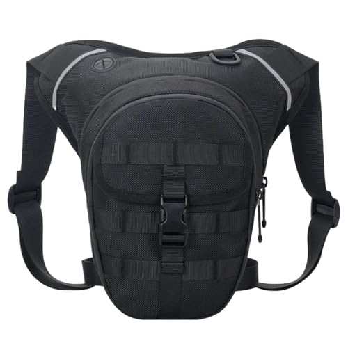 XUCZHAI Beintasche Motorrad Motorrad-Beintasche, Hüfttasche, multifunktionale Motorrad-Oberschenkeltasche, große Kapazität, verstellbar for Radfahren FüR Wandern Reiten(Black) von XUCZHAI