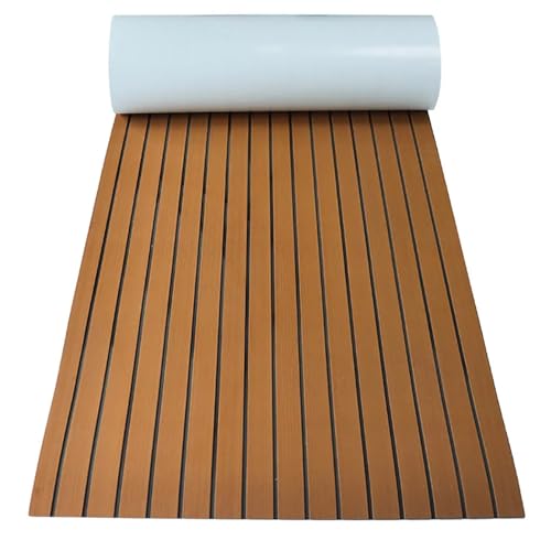 XUCZHAI BootsböDen 2.4m Self-Adhesive Eva Foam Boat Marine Flooring Faux Teak Decking Sheet Striped Yacht Mat Brown Gray Gold Black FüR Boote, Kajak(Black Brown) von XUCZHAI