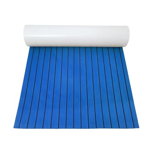 XUCZHAI BootsböDen 900x2400x5mm Eva Foam Faux Teak Flooring Decking Sheet Non-Skid Self Adhesive Boat Deck Anti-Fatigue Mat Yacht Flooring Pad FüR Boote, Kajak(Blue-Black Accents) von XUCZHAI