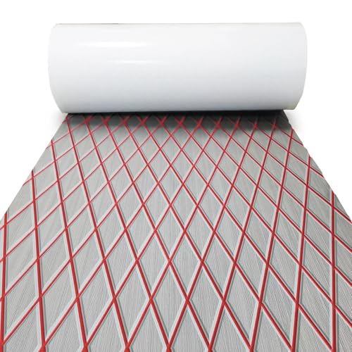 XUCZHAI BootsböDen Self-Adhesive1900*700 * 6mm Eva Foam Decking Sheet Pad Anti-Skid Faux Teak Yacht Marine Boat Flooring Mat Accessories FüR Boote, Kajak(Gray Red) von XUCZHAI