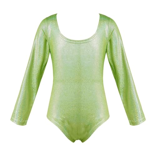 XUCZHAI Kinder-Sport-Overall, langärmelig, glitzerndes Skating-Trikot, Gymnastik-Body for Mädchen, Yoga, Ballett, Tanz, Leichtathletik-Kostüme(Green,170 11-12) von XUCZHAI