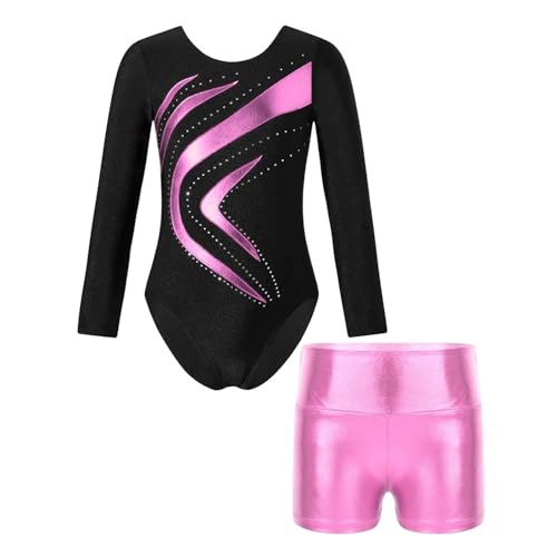 XUCZHAI Kinder Tutu Ballett Tanz Outfits Teenager Gymnastik Trikot Shorts Dancewear for Mädchen Kinder Skating Body Tanzen Kleidung(Pink,12) von XUCZHAI