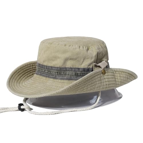 XUCZHAI Outdoor HüTe FüR Herren Angeln Wandern Sonnenhut Männer Frauen Hut Breite Krempe Eimer Hut Outdoor Sommer Kappe Baumwolle Eimer Hut(Khaki) von XUCZHAI