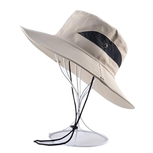 XUCZHAI Outdoor HüTe FüR Herren Einfarbig Sonnenhüte for Männer Outdoor Angeln Kappe Breiter Krempe Anti-Uv Strand Kappen Frauen Eimer Hut Sommer Wandern Gorros(Beige) von XUCZHAI