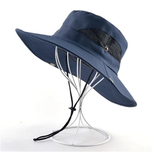 XUCZHAI Outdoor HüTe FüR Herren Einfarbig Sonnenhüte for Männer Outdoor Angeln Kappe Breiter Krempe Anti-Uv Strand Kappen Frauen Eimer Hut Sommer Wandern Gorros(Blue) von XUCZHAI