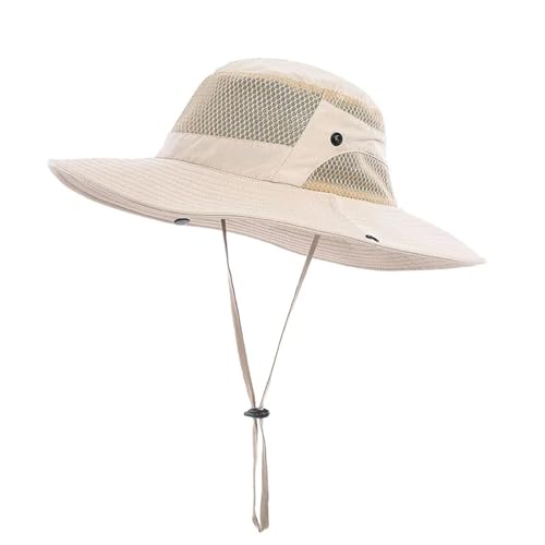 XUCZHAI Outdoor HüTe FüR Herren Männer Atmungsaktive Mesh Sonne Hüte Sommer Anti UV Hut for Frauen Pferdeschwanz Kappe Männlich Außen Breiter Krempe Radfahren Wandern Hut(Khaki) von XUCZHAI