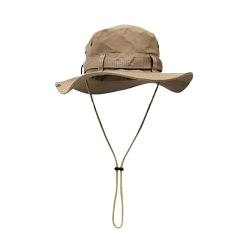 XUCZHAI Outdoor HüTe FüR Herren Outdoor-Fischerhut, Netz-Sonnenschutzkappe, Strandzubehör, Hut, UV-Schutz, breite Krempe(Khaki) von XUCZHAI