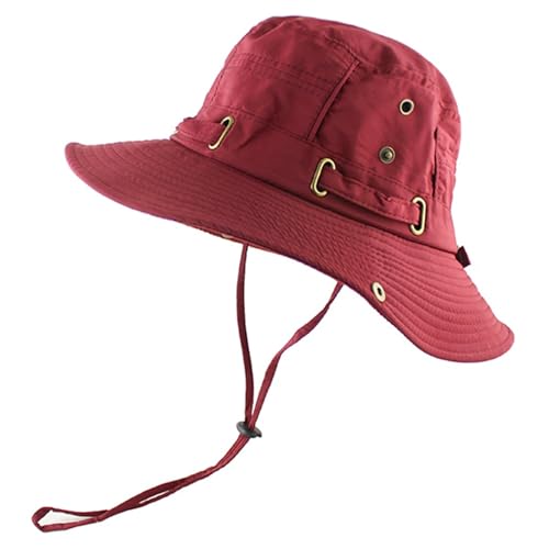 XUCZHAI Outdoor HüTe FüR Herren Unisex-Angelhut mit breiter Krempe, Fischermütze, Damen-Reisehut for Angeln, Klettern, Wandern(Red) von XUCZHAI