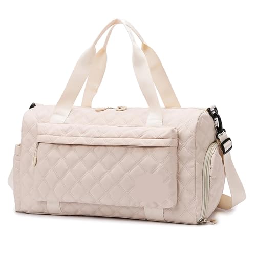 XUCZHAI Reise-Seesack mit Vordertasche, Sporttasche for Damen, Schultertaschen, Handgepäck, Flughafen-Kabinentasche(Beige) von XUCZHAI