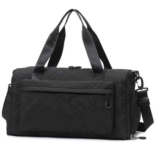 XUCZHAI Reise-Seesack mit Vordertasche, Sporttasche for Damen, Schultertaschen, Handgepäck, Flughafen-Kabinentasche(Black) von XUCZHAI