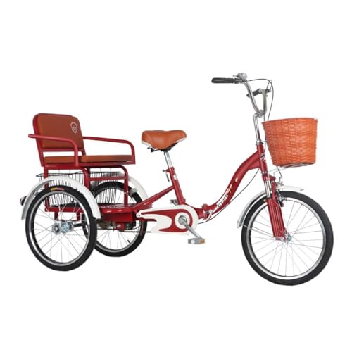 Erwachsene Cruiser Bikes 20 Zoll Trike Bike Großer Einkaufskorb, Tragfähigkeit 200KG，Faltbare Dreiräder Mit Rücksitz，Für Shopping-Übungen-Erholung von XUDAN