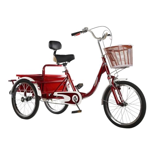 Erwachsene Cruiser Bikes 20 Zoll Trike Bike Großer Einkaufskorb,Tragfähigkeit 200KG Dreiräder Für Shopping-Übungen-Erholung,Mehrere Farben von XUDAN