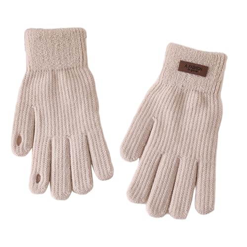 XUEJIANN Frauenhandschuhe Padded Outdoor Cycling Car Cold Non Slip Screen Driving to Keep Warm Handschuhe Damen Winter Warm Touchscreen (Beige, One Size) von XUEJIANN