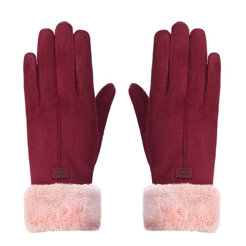 XUEJIANN Handschuhe Spitze Rot Damen Mädchen Outdoor Heat Vollfinger gefütterter Fahrhandschuh Latex Strümpfe L (Red, One Size) von XUEJIANN