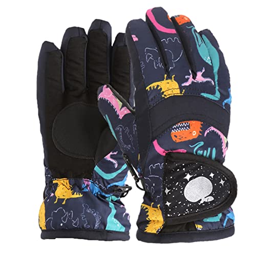 XUEJIANN Lack Dienstmädchen Winter Warm Outdoor Skating Schnee Kinder Ski Mädchen Handschuhe Snowboarden Kinder Handschuhe Fäustlinge Fingerverband Fingerlinge (Navy, 4-7 Years) von XUEJIANN