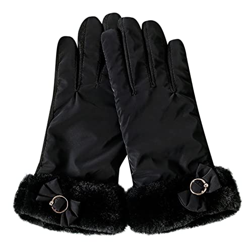 XUEJIANN Täglicher Bedarf Outdoor-Reiten Fahren niedlicher Bogen Plus -Touchscreen-rutschfeste Handschuhe Versand Durch Handschuhe (Black, One Size) von XUEJIANN