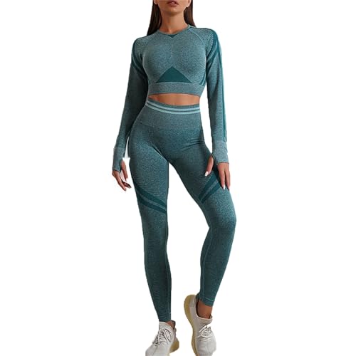 Einfarbiges Sweatshirt Und Sweatpants-Set Für Frauen Langärmelige Trainingsanzüge Jogger Crewneck Zweiteiler Yoga Set Outfit Trainingsanzug Fitness Golf Trainingsanzüge Elegante Homewear-COLOR-2||M von XUJIEE