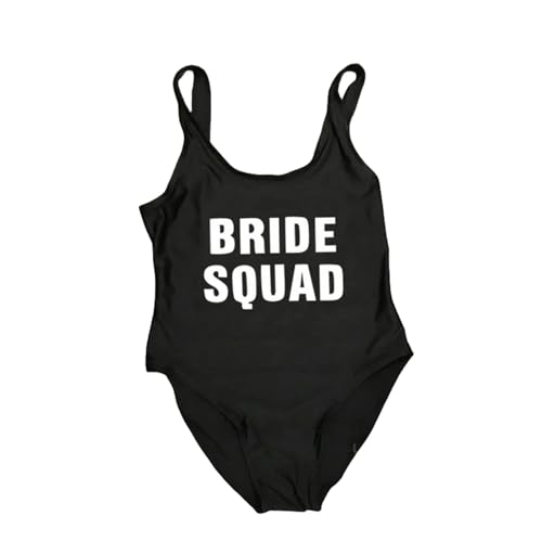 XUOFSQJZ Badeanzüge Für Damen Women Bikini Badeanzug Team Braut Hochzeitsfeier EIN Stück Badeanzug-schwarz 2-XL von XUOFSQJZ