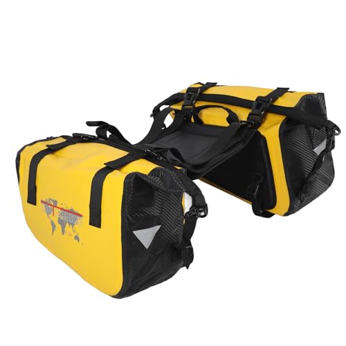 XUXHOU Motorrad-Satteltasche, 2 Stück, 20 L, 500D PVC, wasserdichte Motorrad-Seitengepäcktasche mit Haken und Schlaufe für Reisen, Radfahren Im Freien, Gelb von XUXHOU